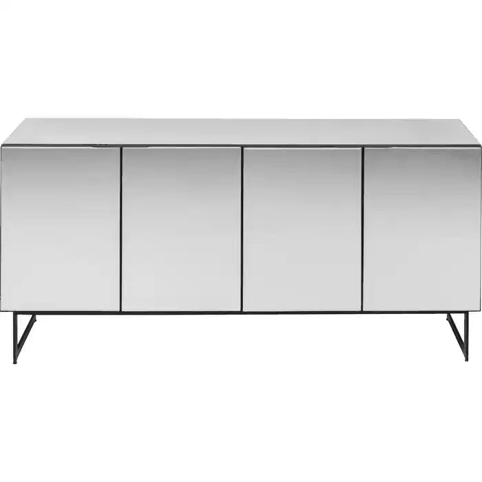 Sideboard Soran Schwarz verspiegelt mit vier Türen Stahl 160 cm - HomeDesign Knaus