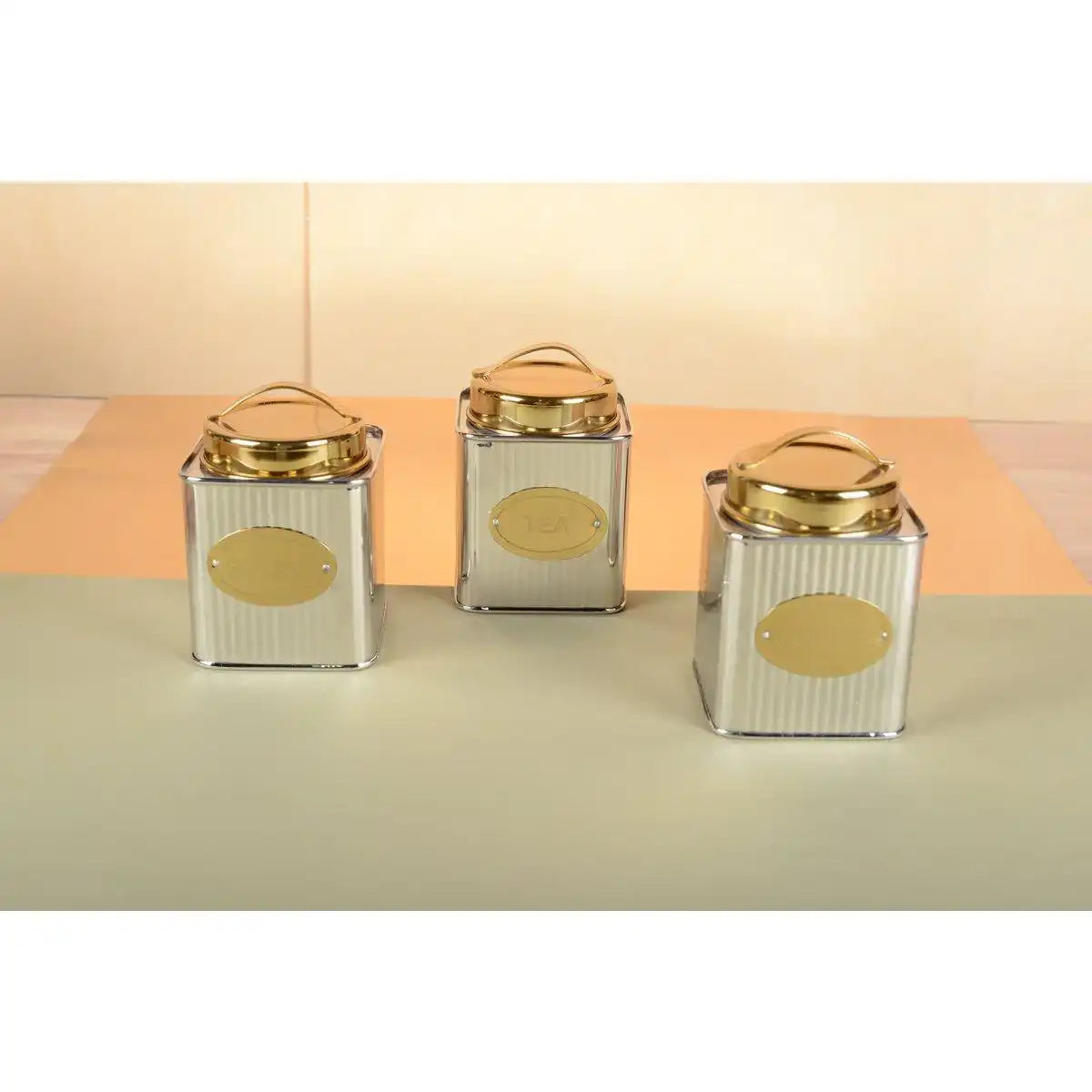 Silber- und Gold -Kaffeebox 10x10x10 cm - HomeDesign Knaus