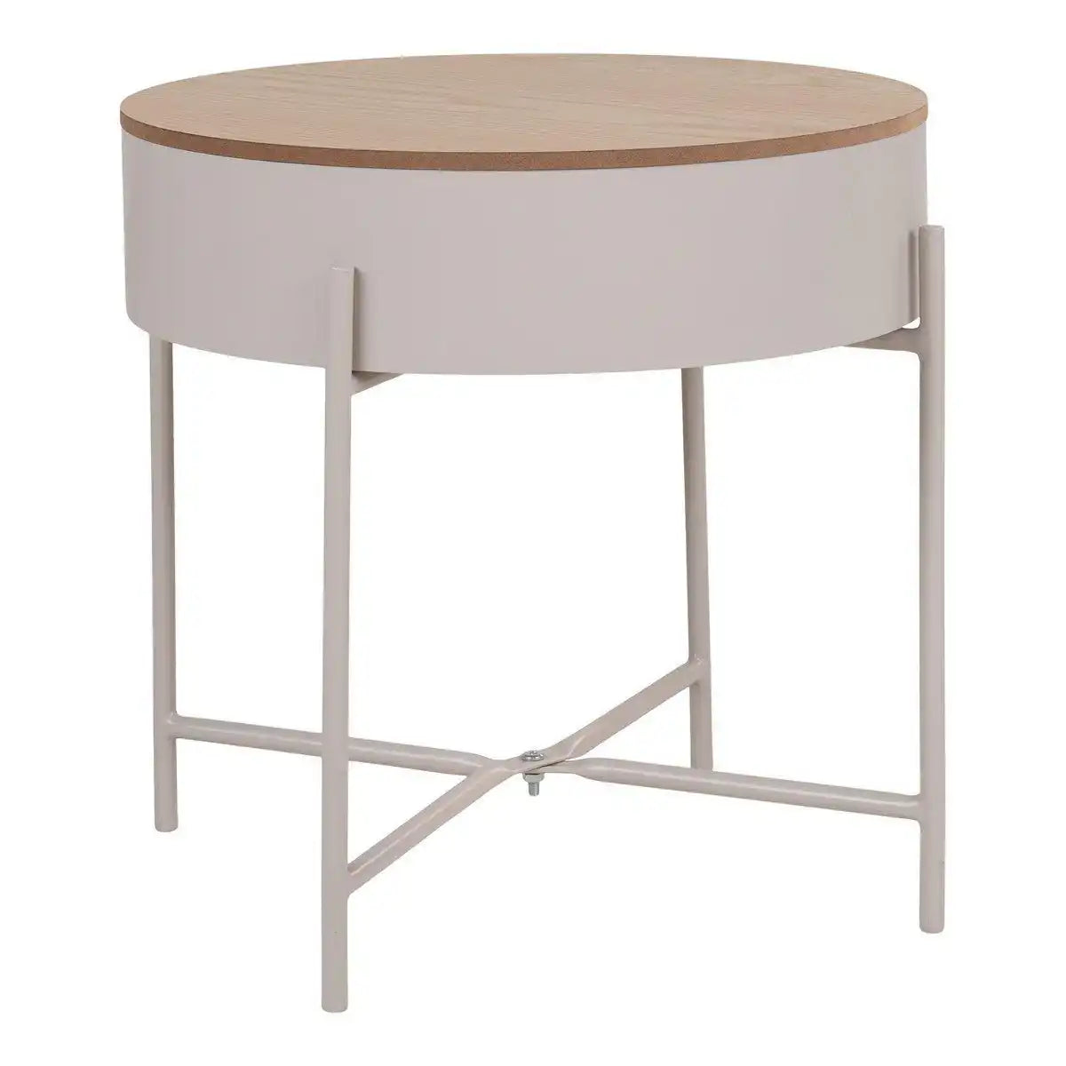 Sisco Beistelltisch – Beistelltisch aus beige-hellgrau pulverbeschichtetem Stahl, Ø40x40 cm - HomeDesign Knaus