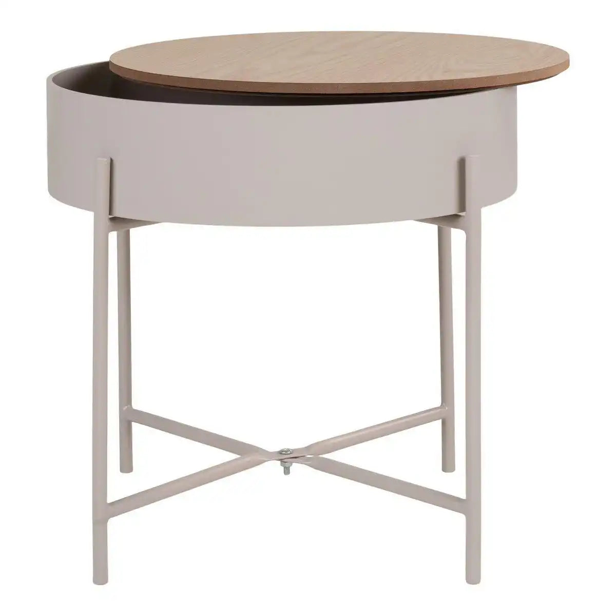Sisco Beistelltisch – Beistelltisch aus beige-hellgrau pulverbeschichtetem Stahl, Ø40x40 cm - HomeDesign Knaus