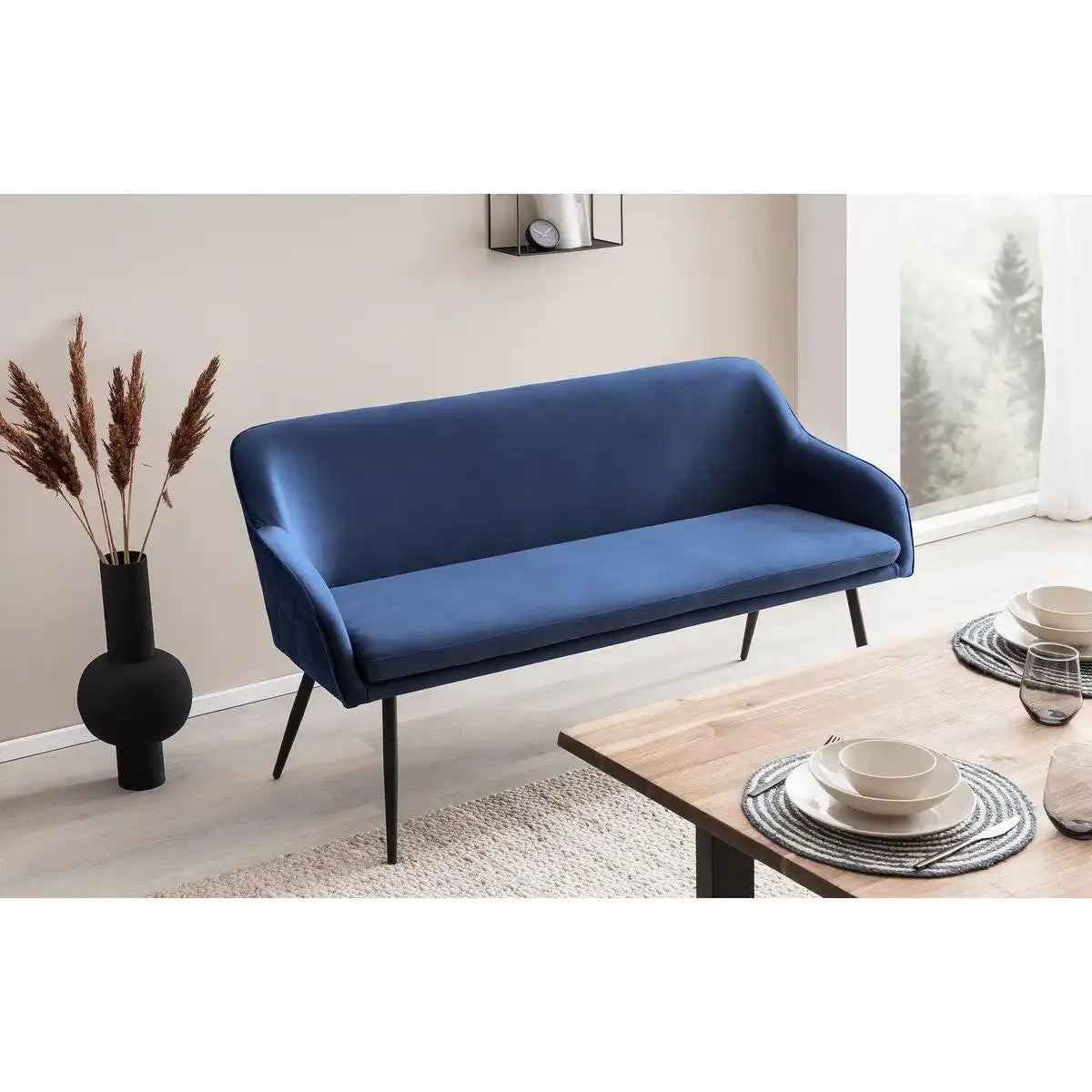 Sitzbank 160 cm Samt Blau - HomeDesign Knaus