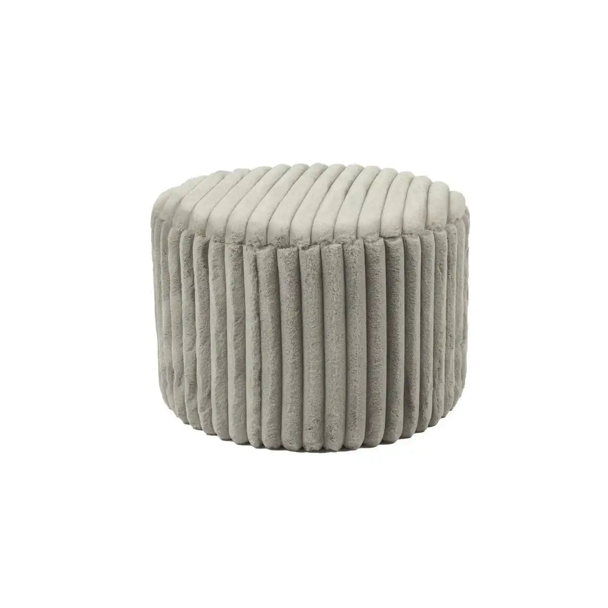Sitzhocker Ø55 cm Plüsch-Cord Hellgrau - HomeDesign Knaus