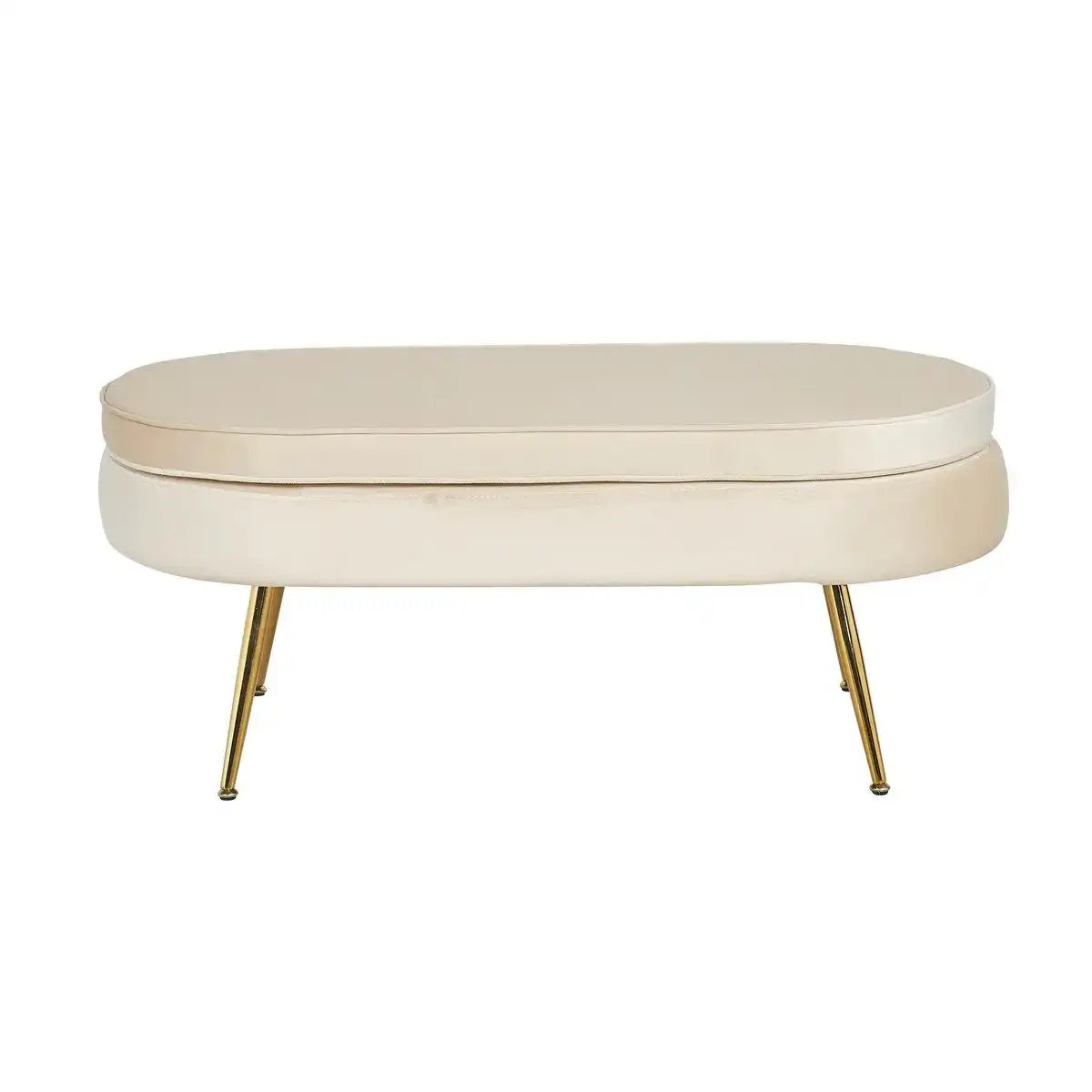 Sitzpouf oval aus Samt Beige - HomeDesign Knaus