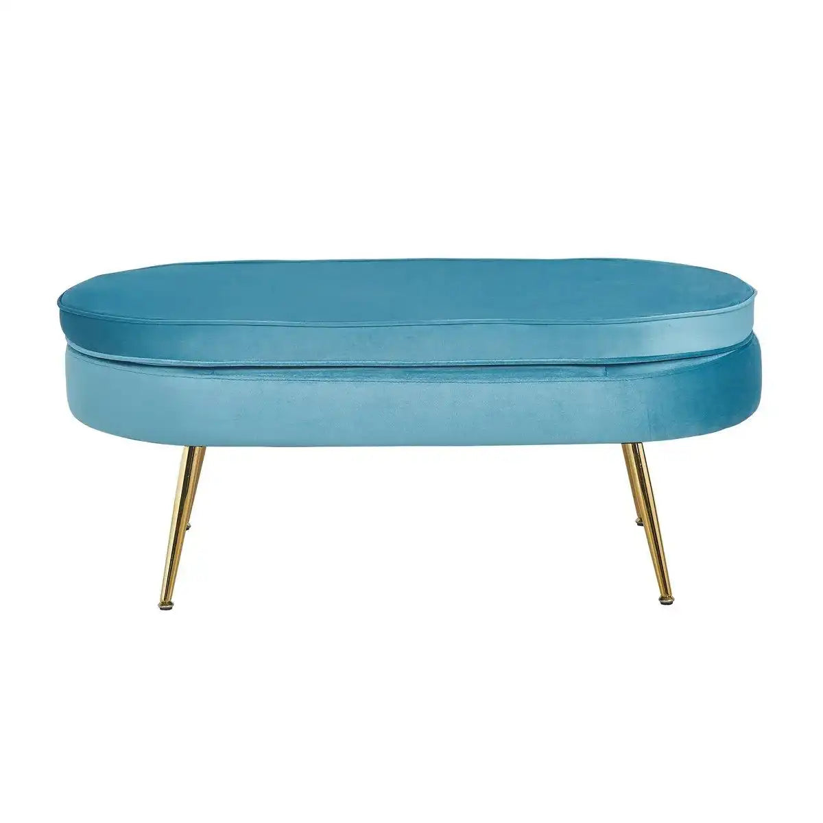 Sitzpouf oval aus Samt Blau - HomeDesign Knaus