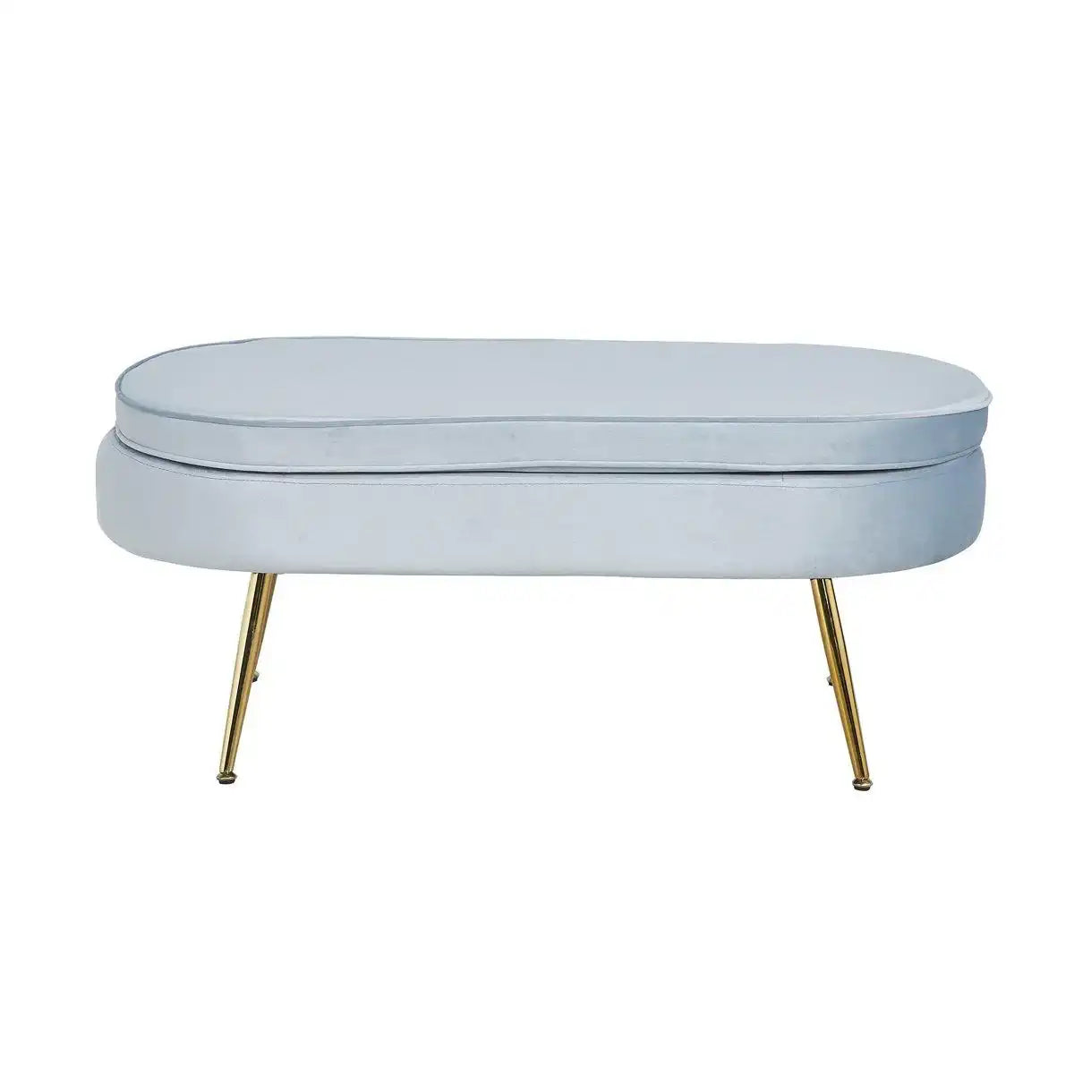 Sitzpouf oval aus Samt Hellgrau - HomeDesign Knaus