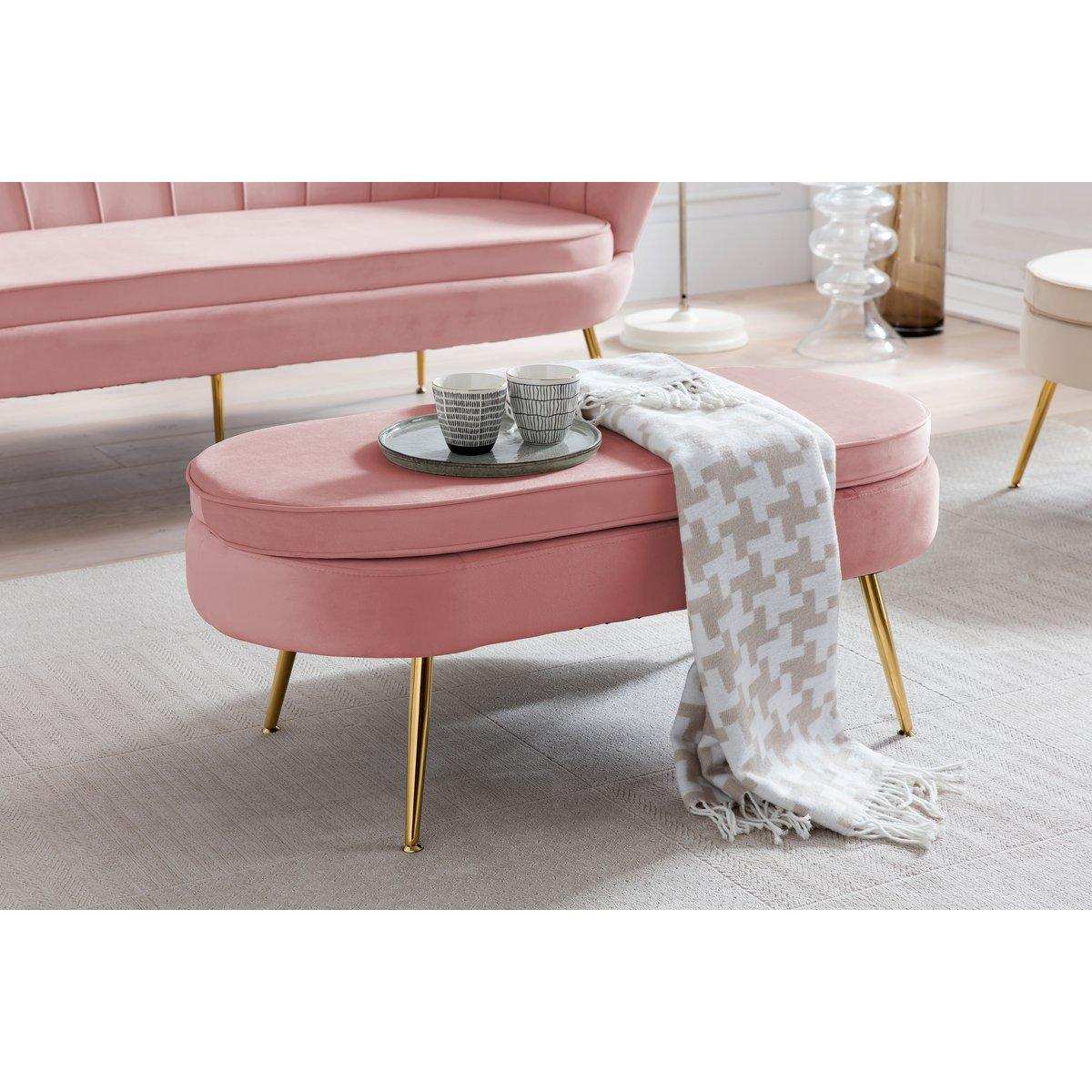 Sitzpouf oval aus Samt Rose - HomeDesign Knaus
