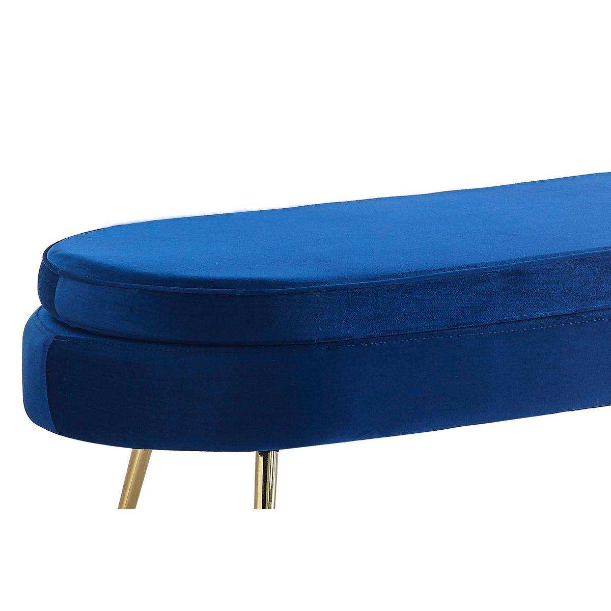 Sitzpouf oval lang aus Samt Dunkelblau - HomeDesign Knaus