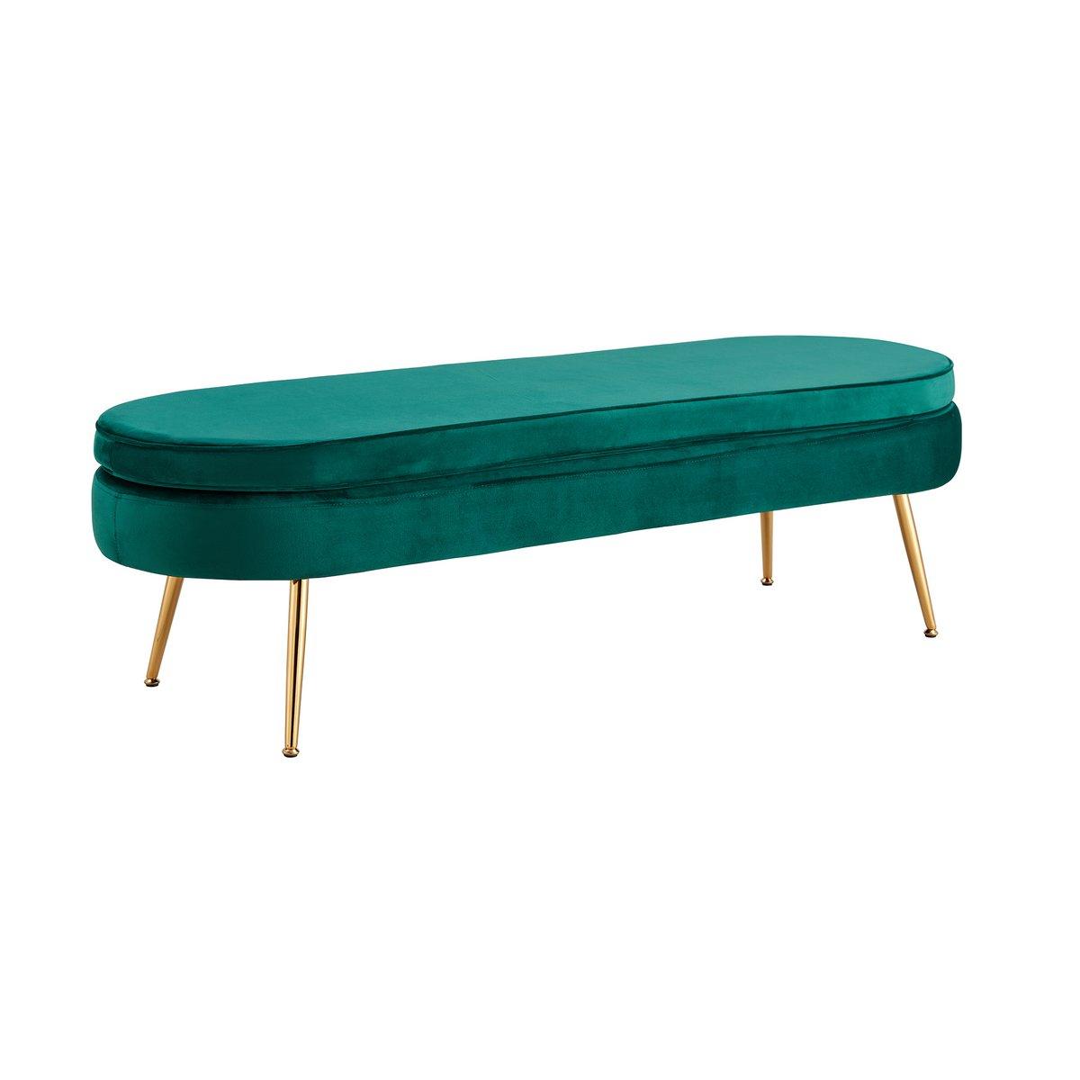 Sitzpouf oval lang aus Samt Grün - HomeDesign Knaus