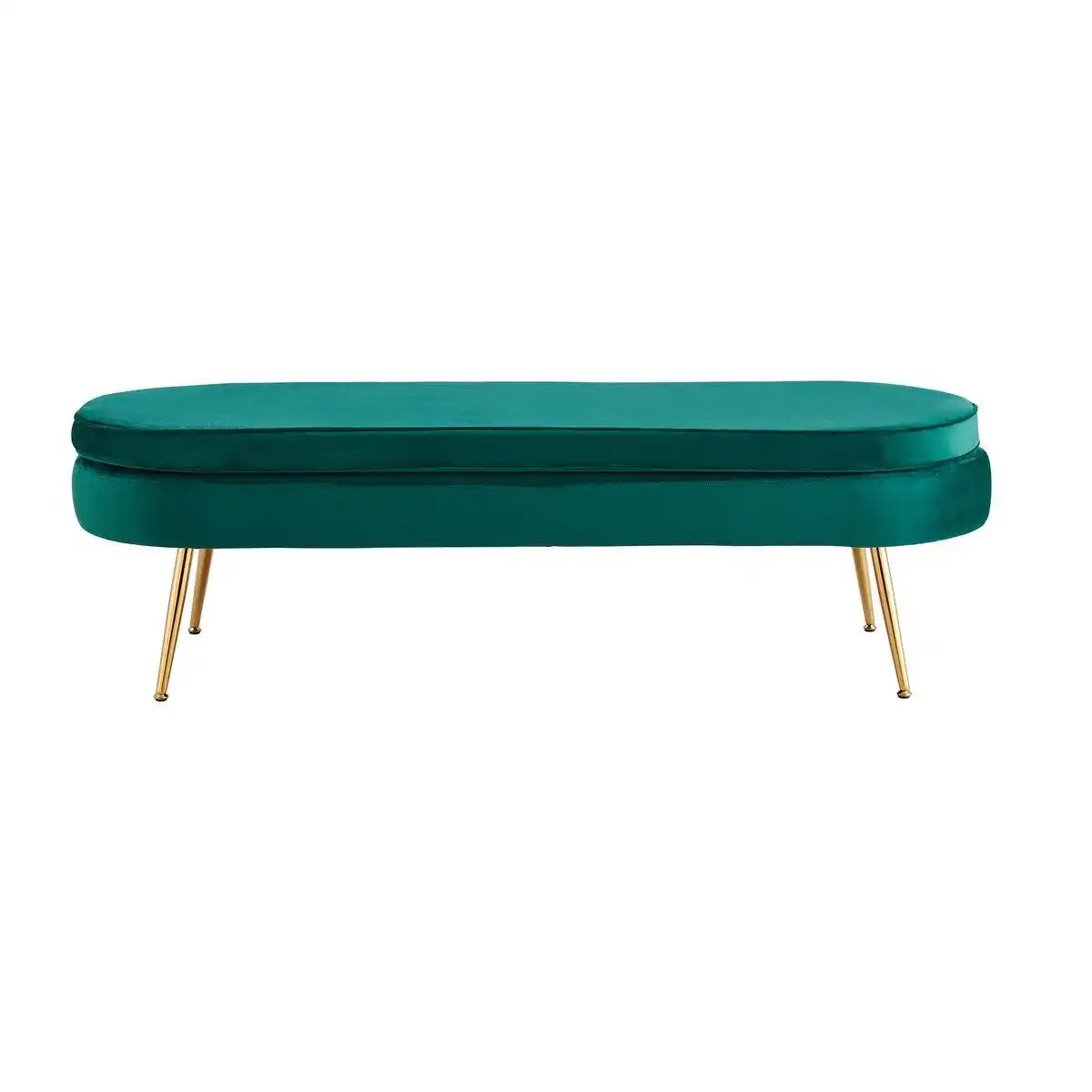 Sitzpouf oval lang aus Samt Grün - HomeDesign Knaus