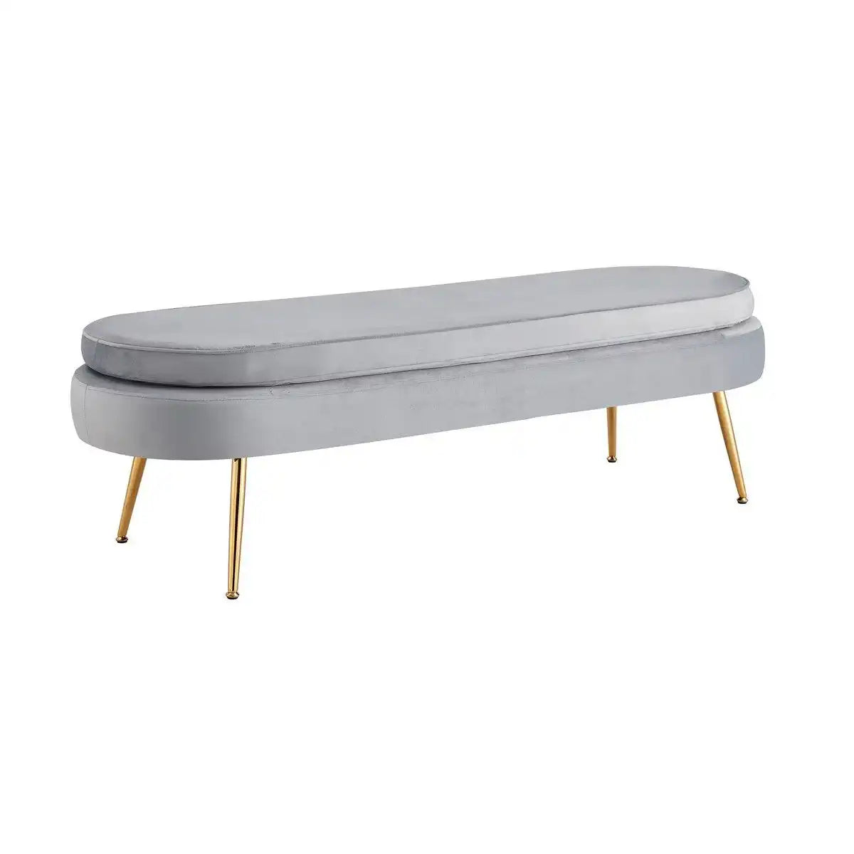 Sitzpouf oval lang aus Samt Hellgrau - HomeDesign Knaus