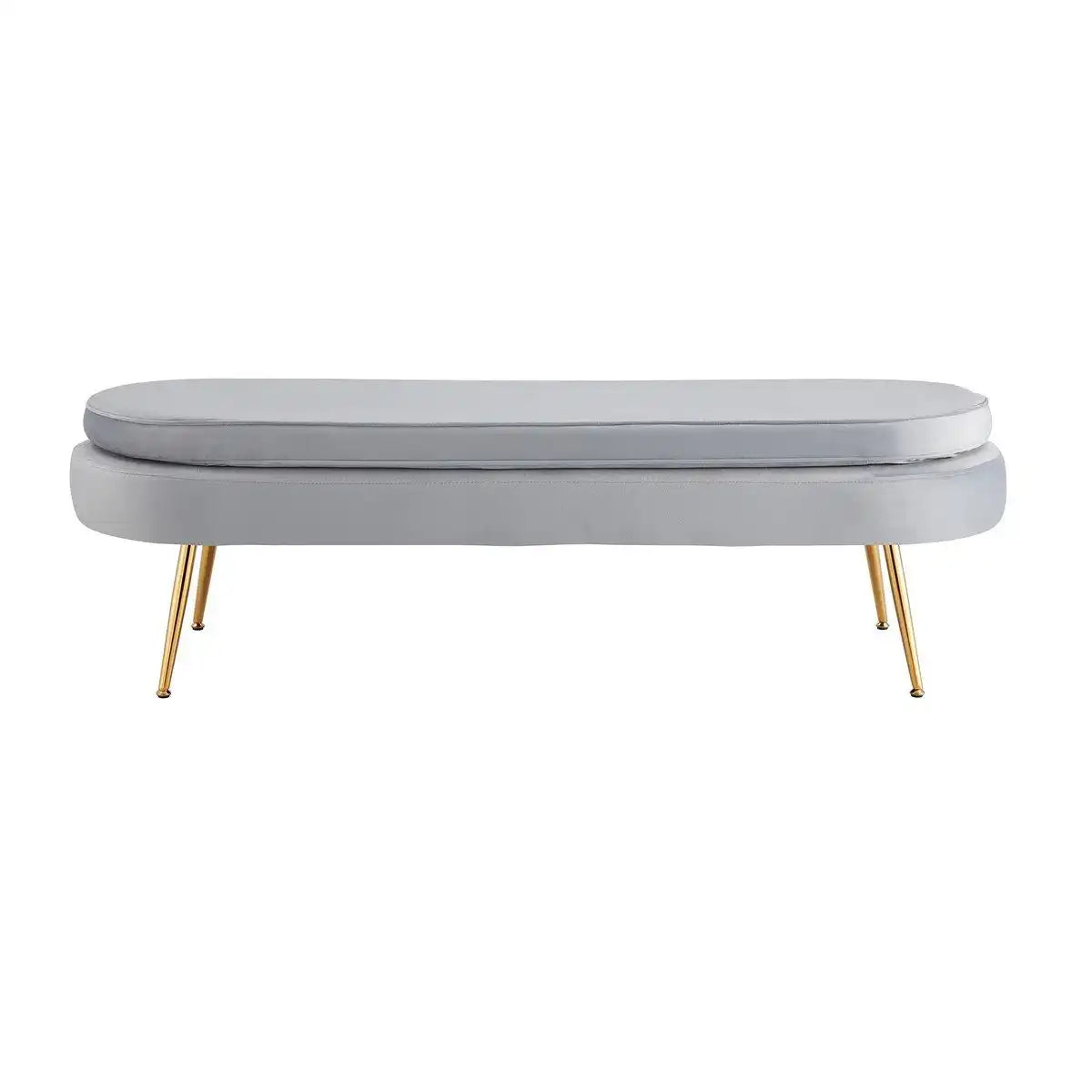 Sitzpouf oval lang aus Samt Hellgrau - HomeDesign Knaus