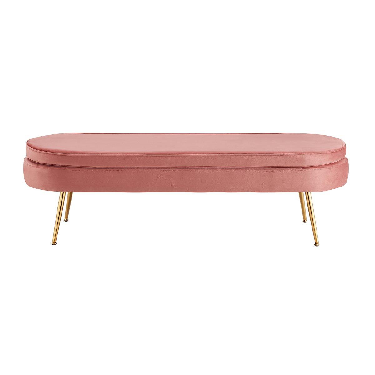 Sitzpouf oval lang aus Samt Rose - HomeDesign Knaus