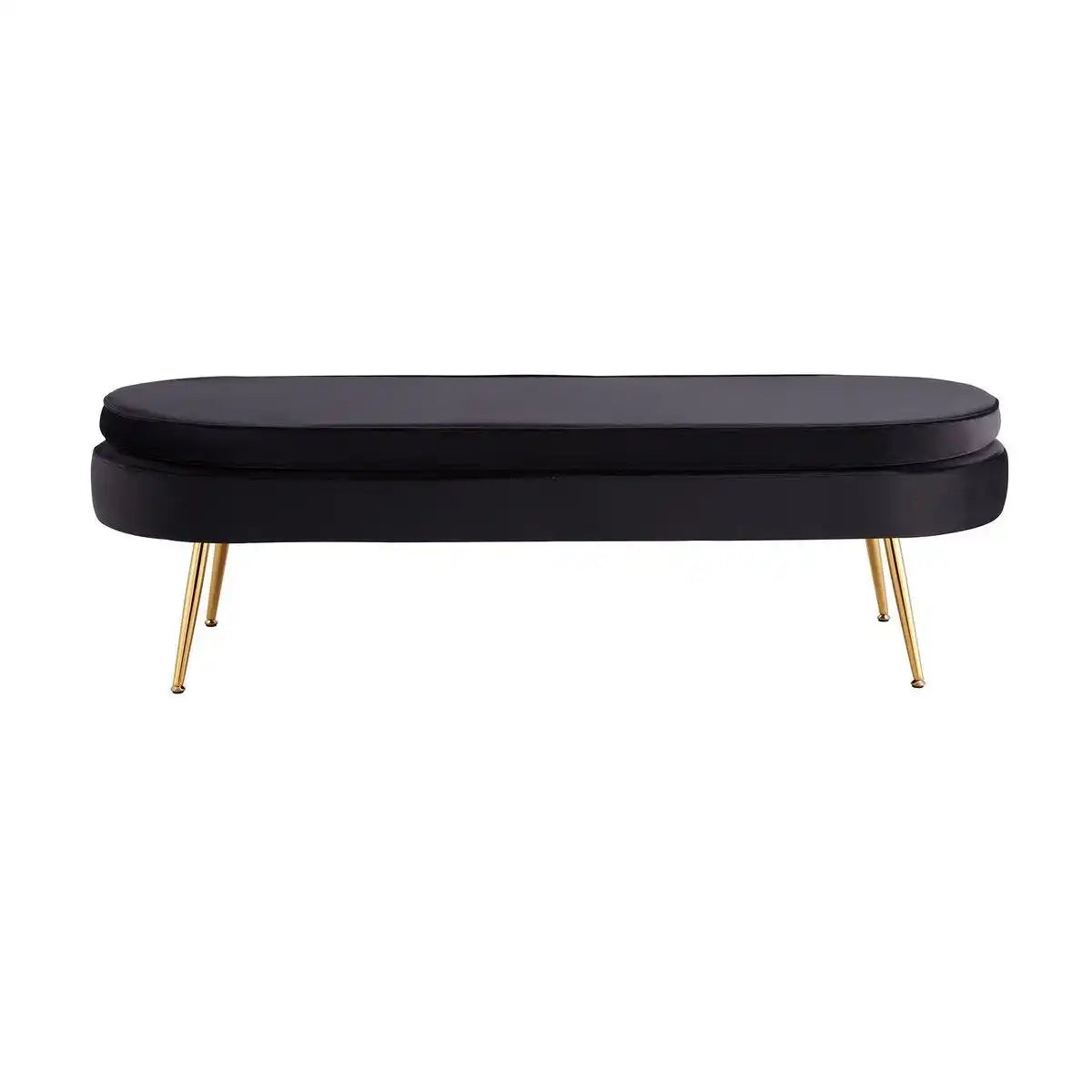 Sitzpouf oval lang aus Samt Schwarz - HomeDesign Knaus