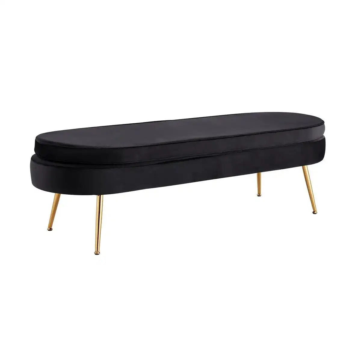 Sitzpouf oval lang aus Samt Schwarz - HomeDesign Knaus