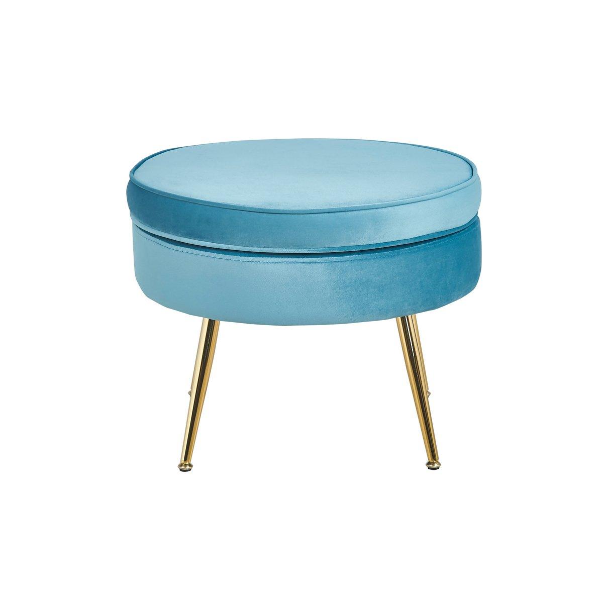 Sitzpouf rund aus Samt Blau - HomeDesign Knaus