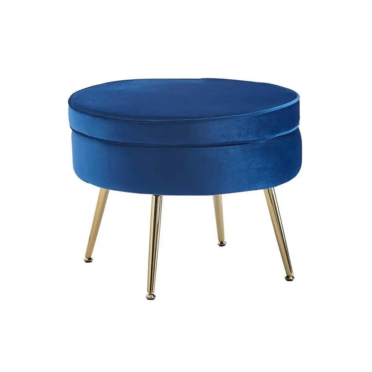 Sitzpouf rund aus Samt Dunkelblau - HomeDesign Knaus
