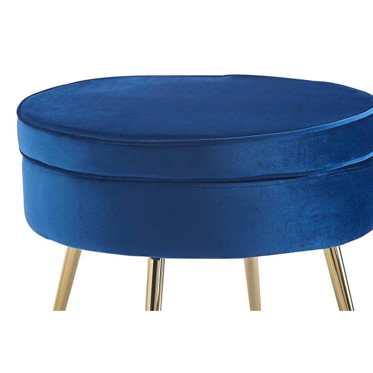 Sitzpouf rund aus Samt Dunkelblau - HomeDesign Knaus