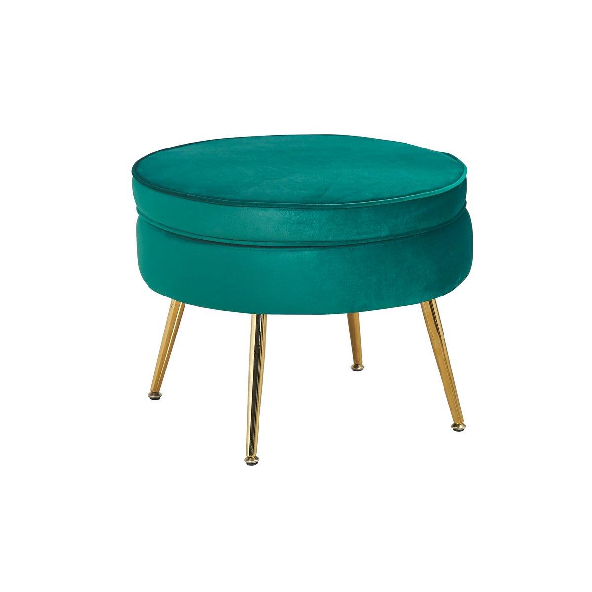 Sitzpouf rund aus Samt Grün - HomeDesign Knaus