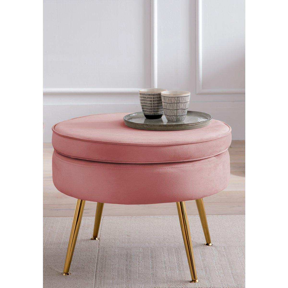 Sitzpouf rund aus Samt Rose - HomeDesign Knaus