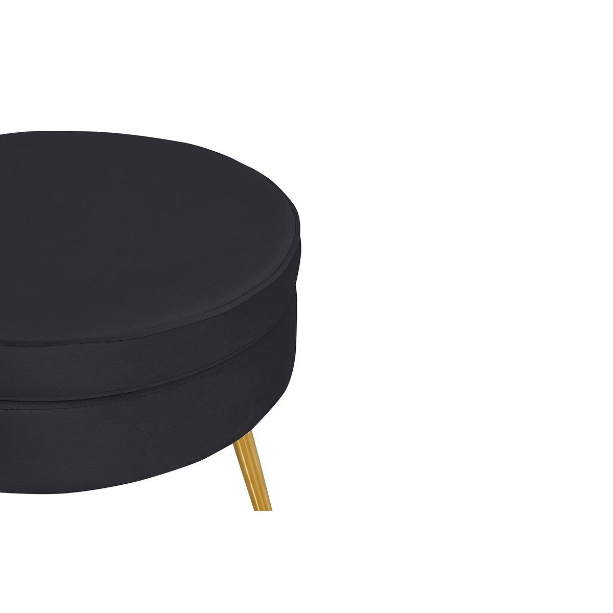 Sitzpouf rund aus Samt Schwarz - HomeDesign Knaus