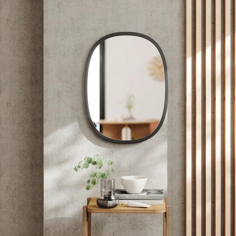 Spiegel Oval Wandspiegel Schwarz Industriell Gummikante - HomeDesign Knaus