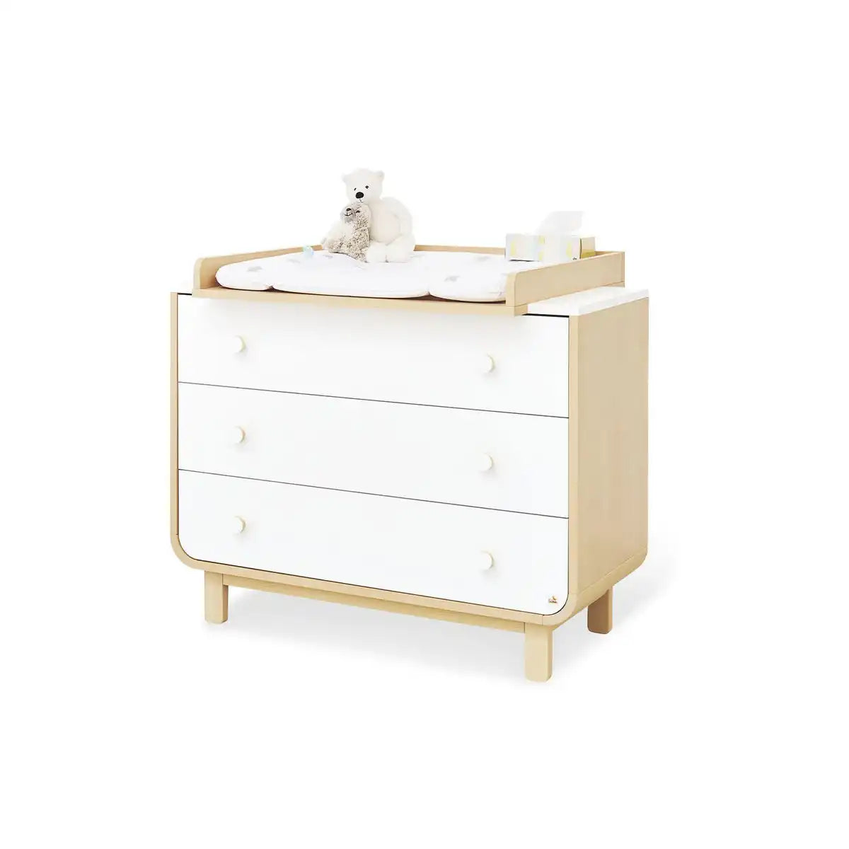 Starterset 'Rund' breit2-teilig: Kinderbett, breite Wickelkommode - HomeDesign Knaus