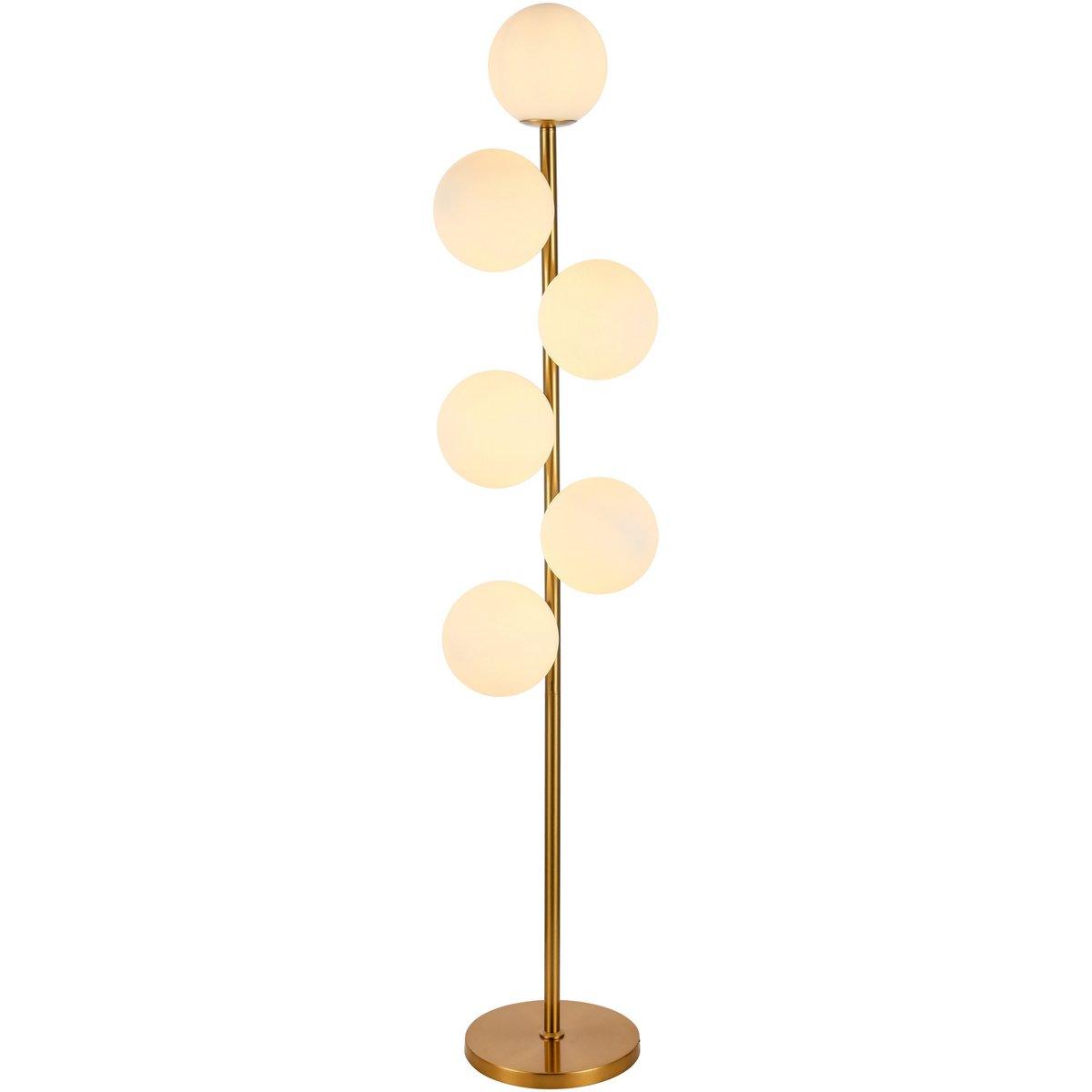 Stehlampe Jenna Gold Weiß Design-Stehleuchte Messing 160 cm - HomeDesign Knaus