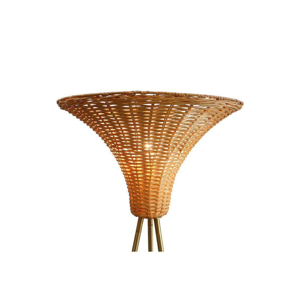 Stehleuchte mit Geflechtschirm Messing/Natur 150 cm - HomeDesign Knaus