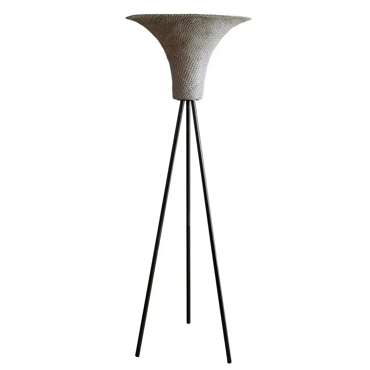 Stehleuchte mit Geflechtschirm Natur/Schwarz 152 cm - HomeDesign Knaus