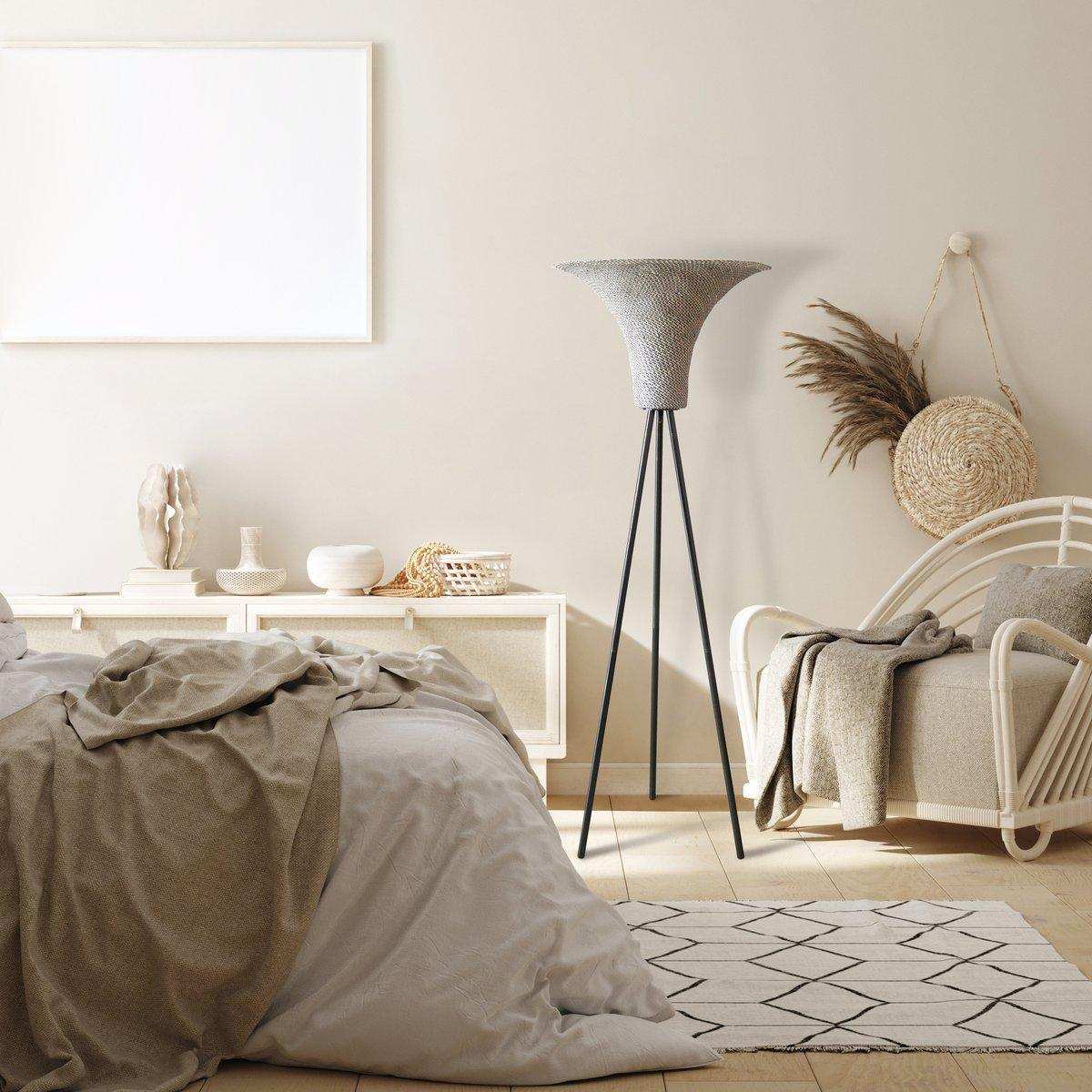Stehleuchte mit Geflechtschirm Natur/Schwarz 152 cm - HomeDesign Knaus
