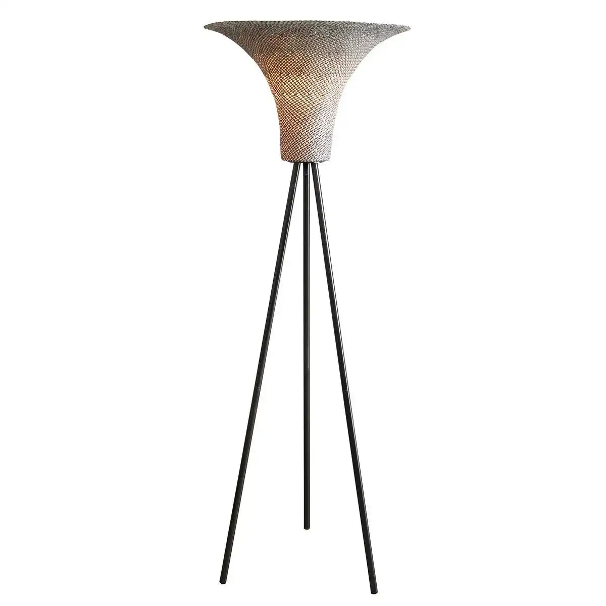 Stehleuchte mit Geflechtschirm Natur/Schwarz 152 cm - HomeDesign Knaus