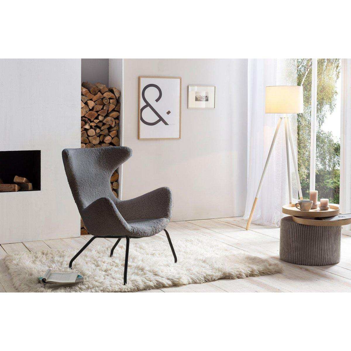 Stehleuchte mit Holzgestell und Stoffschirm Weiß/Natur - HomeDesign Knaus