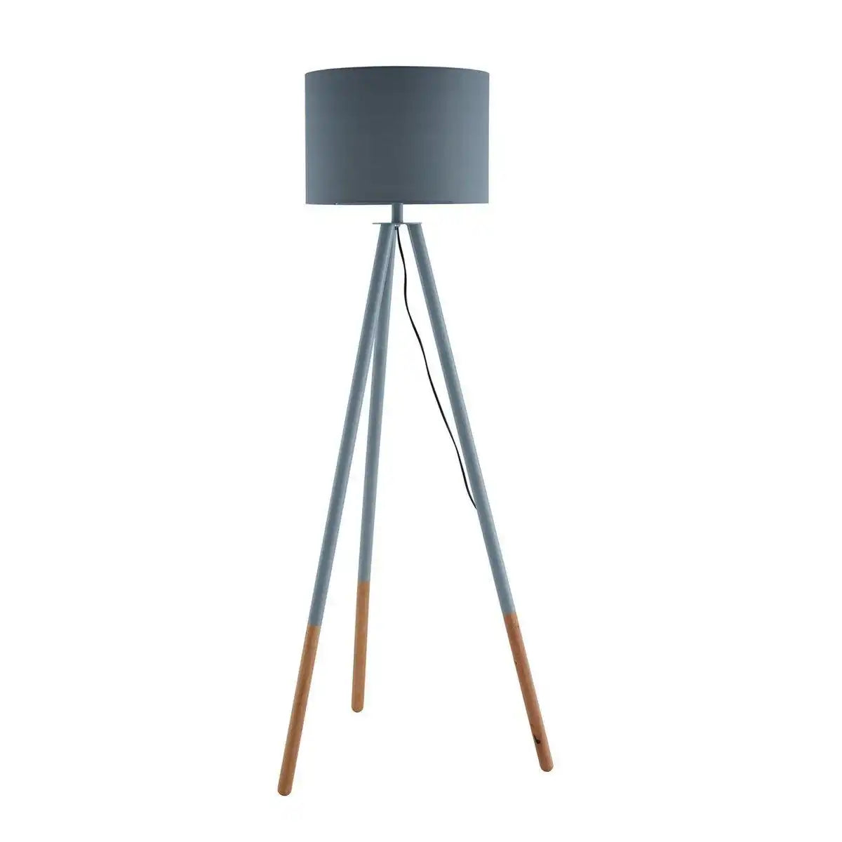 Stehleuchte mit Holzgestell und Textilschirm Grau/Natur - HomeDesign Knaus