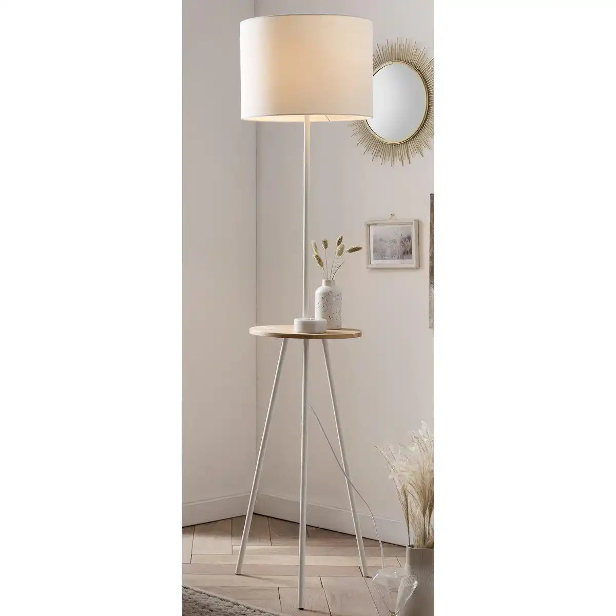 Stehleuchte mit Holztablett - HomeDesign Knaus