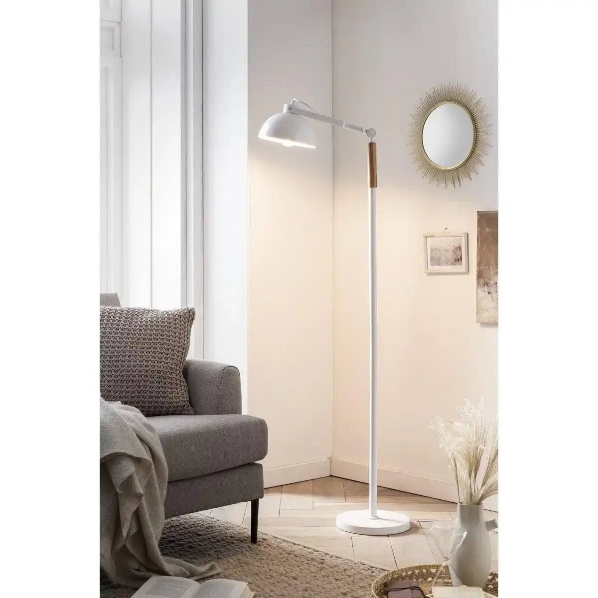 Stehleuchte skandinavisch Weiß/Natur - HomeDesign Knaus