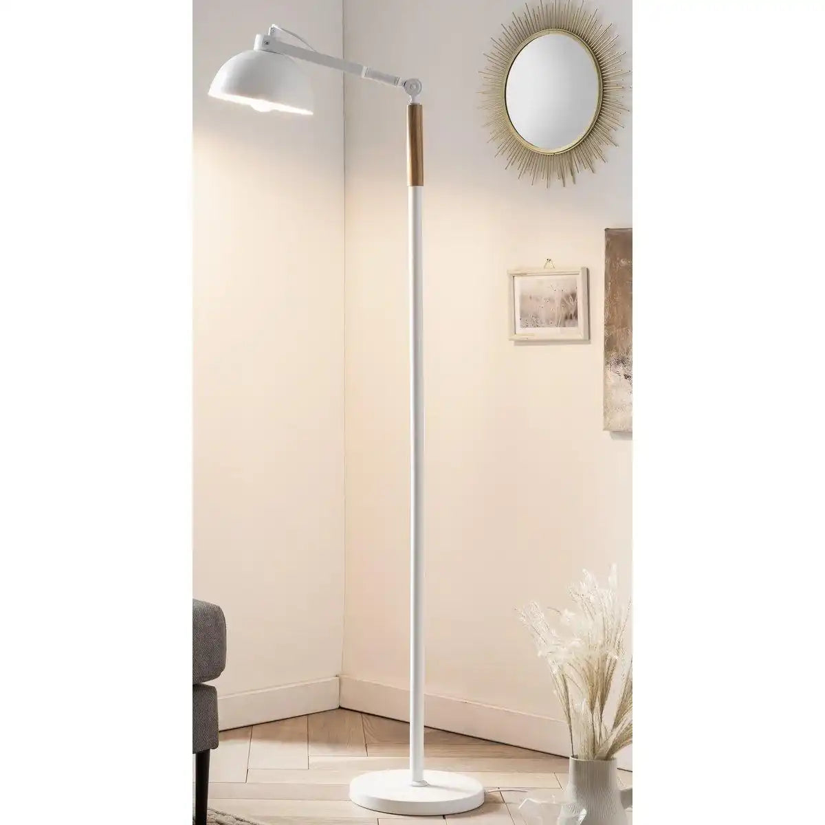 Stehleuchte skandinavisch Weiß/Natur - HomeDesign Knaus