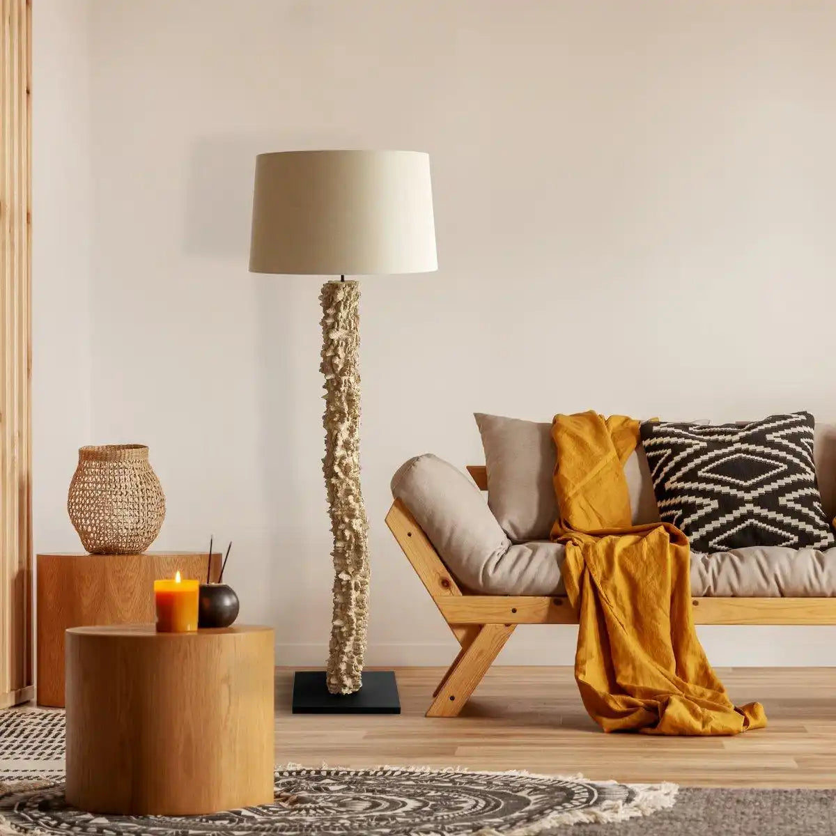 Stehleuchte Treibholz Natur/Weiß 150 cm - HomeDesign Knaus