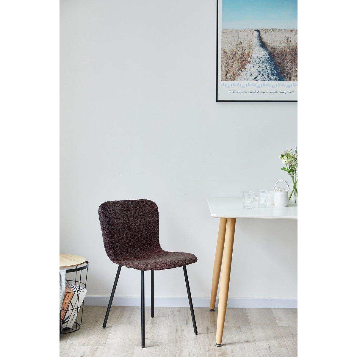 Stuhl Bouclé Optik 4er Set Dunkelgrau - HomeDesign Knaus