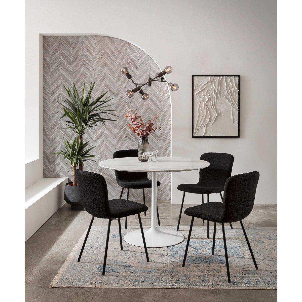 Stuhl Bouclé Optik 4er Set Schwarz - HomeDesign Knaus