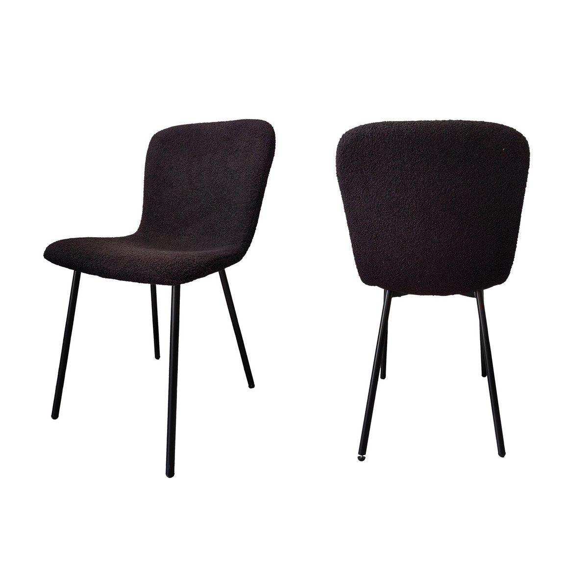 Stuhl Bouclé Optik 4er Set Schwarz - HomeDesign Knaus