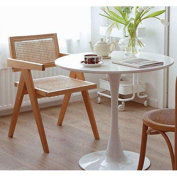 Stuhl Pierre Jeanneret klare Eichenfarbe + Rattan, hohe Qualität - HomeDesign Knaus