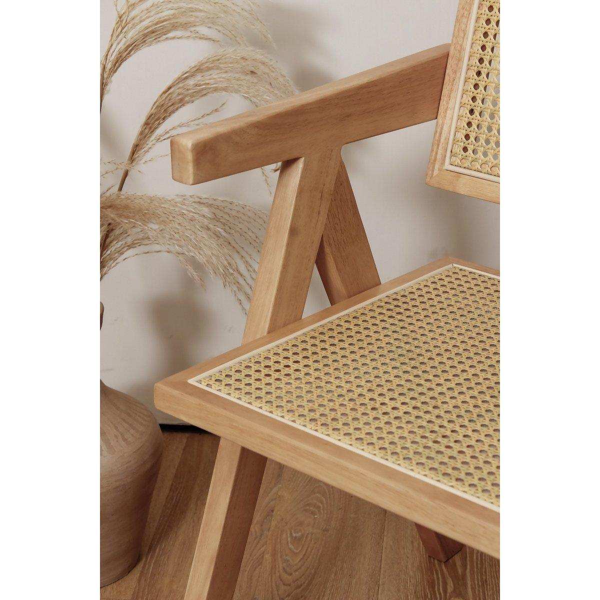 Stuhl Pierre Jeanneret klare Eichenfarbe + Rattan, hohe Qualität - HomeDesign Knaus