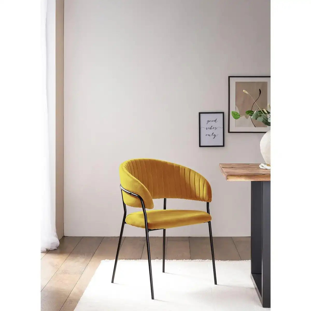 Stuhl Samt mit Rückensteppung Gelb - HomeDesign Knaus