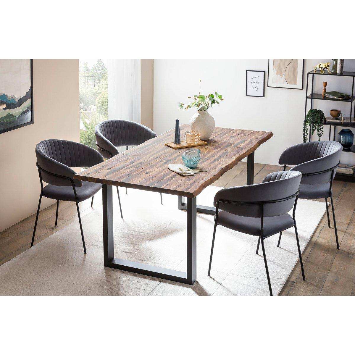 Stuhl Samt mit Rückensteppung Grau - HomeDesign Knaus