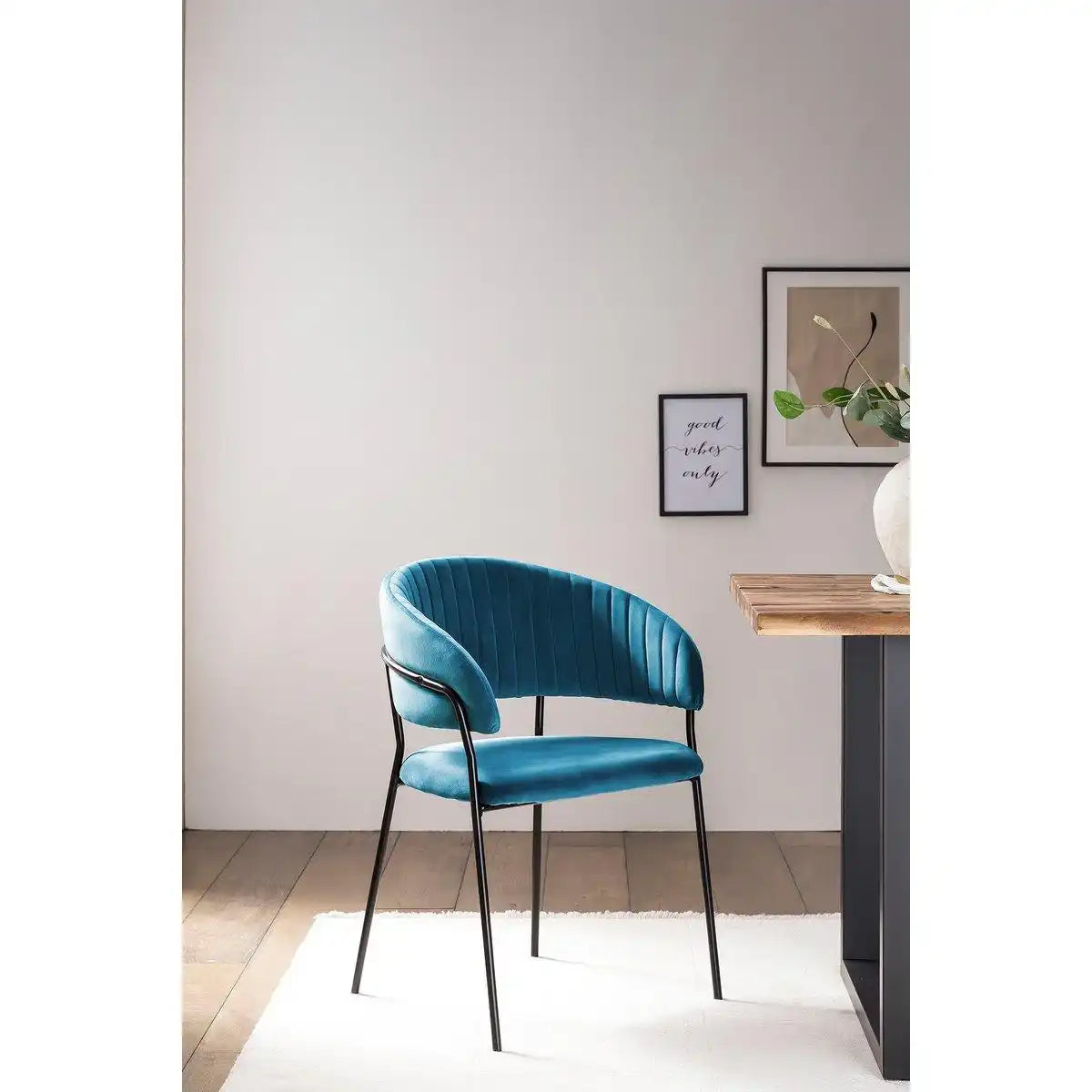 Stuhl Samt mit Rückensteppung Türkis - HomeDesign Knaus