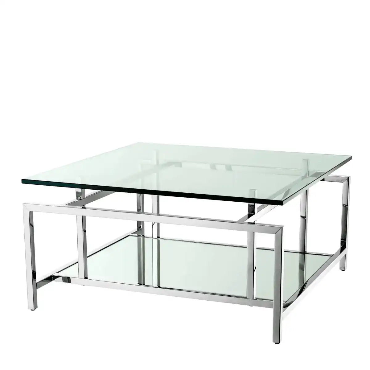 Superia Couchtisch Polierter Edelstahl klares Glas Panzerglas Handarbeit - HomeDesign Knaus
