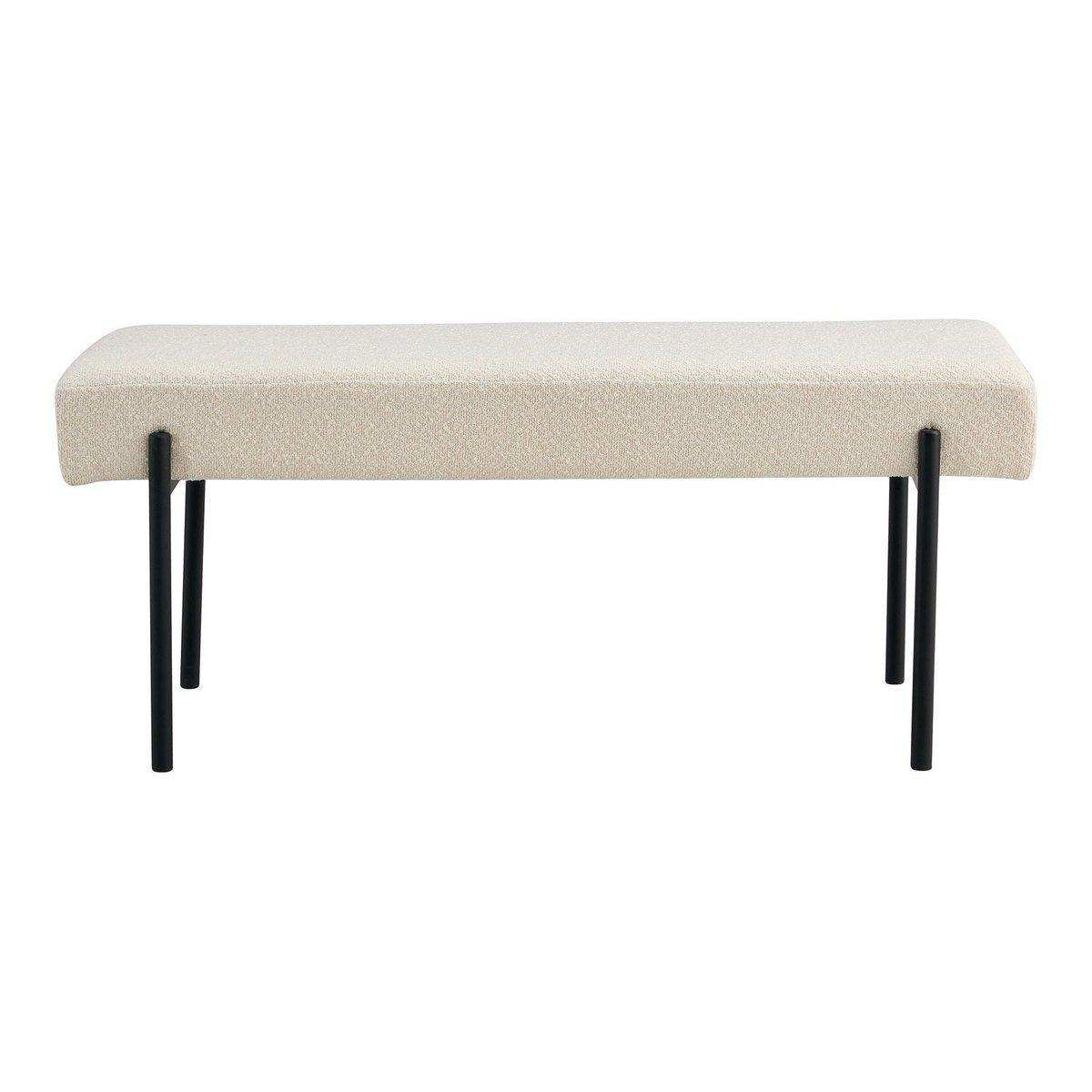 Swindon Bank – Bank aus Bouclé, weiß mit schwarzen Beinen, 100 x 36 x 42,5 cm, HN1232 - HomeDesign Knaus
