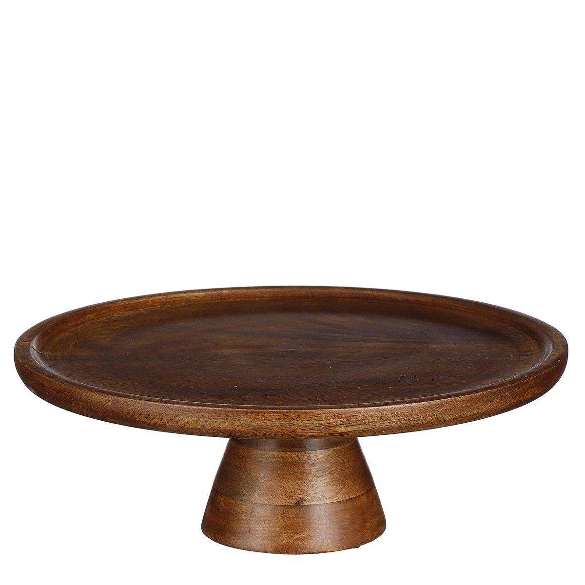 Tallo Tortenständer – H10 x Ø30 cm – 100 % FSC Mangoholz – Dunkelbraun - HomeDesign Knaus