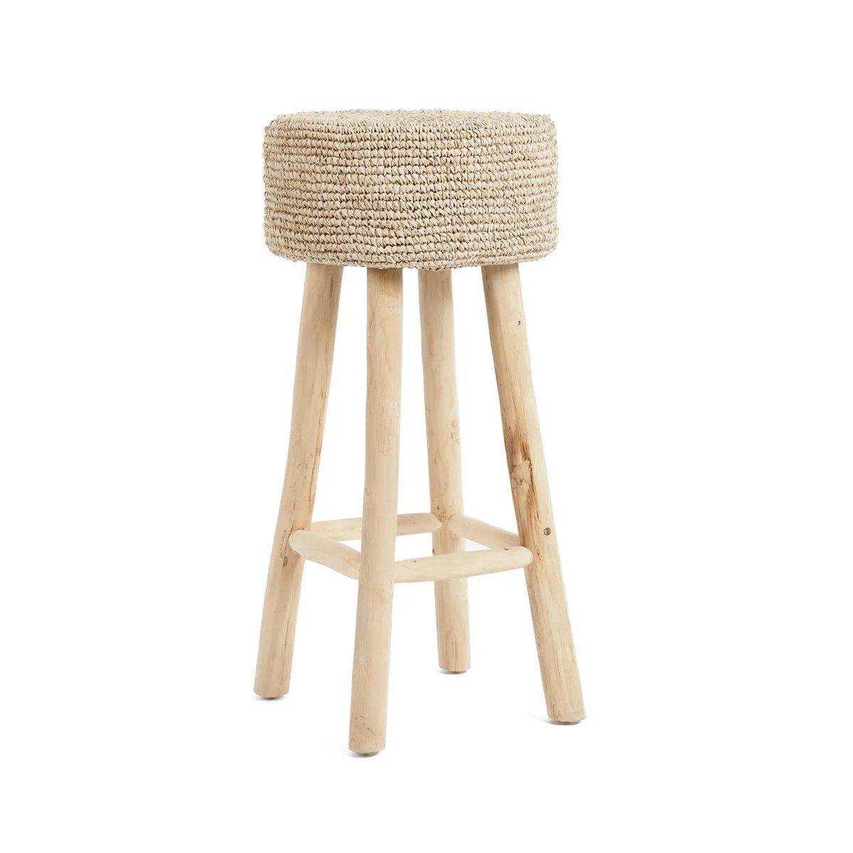 Teakholz Barhocker handgewebt Rustika - HomeDesign Knaus