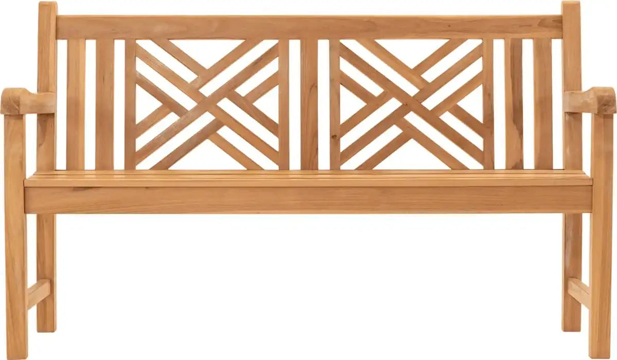 Teakholz Holzbank Teak Gartenbank Cross 150 cm - HomeDesign Knaus
